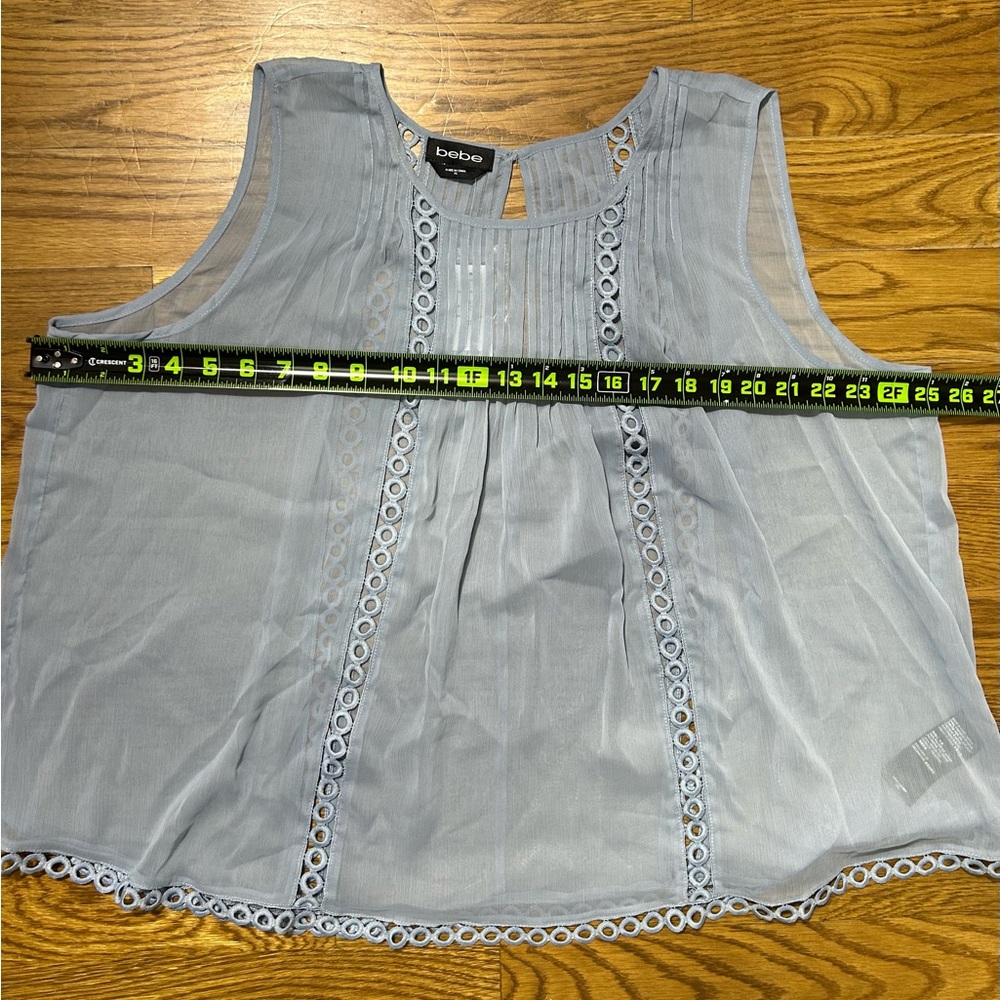 Bebe Light Blue Sleeveless Tank with Crochet Trim - Picture 7 of 12